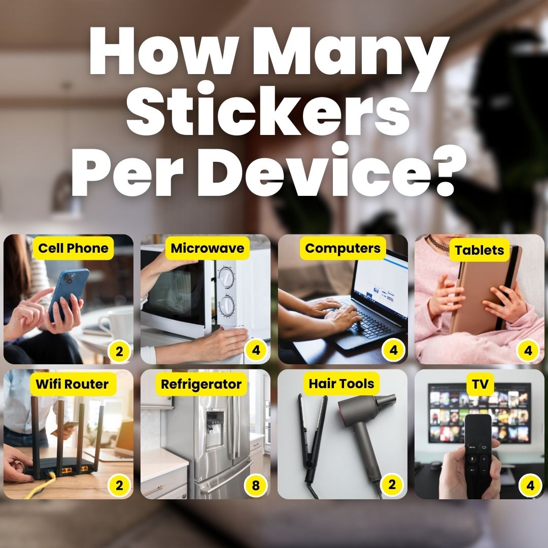 Optimal Prime Device Neutralizer Stickers - Shielding Stickers for Phones, Tablets, Laptops, and WiFi Devices | for Home and Office Protection | 12 Pack
